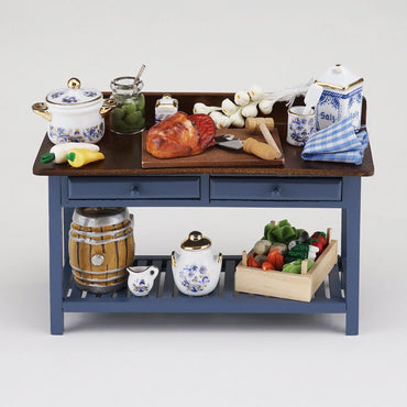 Blue Large Work Table with Design