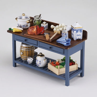 Blue Large Work Table with Design