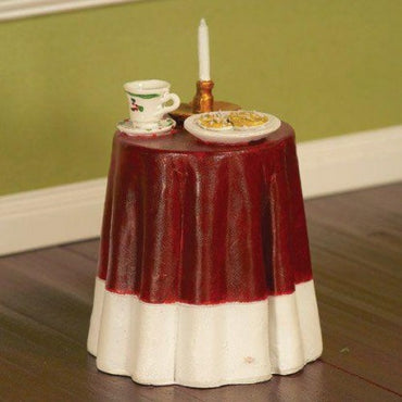 Santa's snack table with cup of tea, candle and chocolate, RESIN