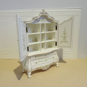 Louis XVI cabinet hand painted. ivory w/ flowers (can be used as a dollhouse)