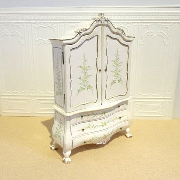 Louis XVI cabinet hand painted. ivory w/ flowers (can be used as a dollhouse)