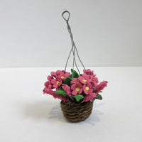 Pink blomster, fimo, i hængende kurv