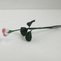 Pink / white rose m/ blade, fimo