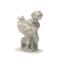 Statue , Engel med fisk, grå