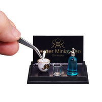 soda set: ice, glass and siphon