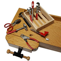 Tool set on wall holder, Mini Mundus