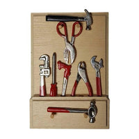 Tool set on wall holder, Mini Mundus