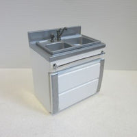 Køkkevask dobb. hvid/sølv