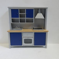 Køkkensektion m/ vask+ovn all-in-one moderne blå/sølv