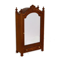 Garderobeskab valnød med spejl + bøjlestang