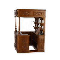 Bar m/ spejle, indv.skabe og skuffer og ægte glashylder, valnød med udskæringer