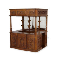 Bar m/ spejle, indv.skabe og skuffer og ægte glashylder, valnød med udskæringer