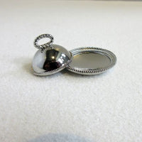 Round lidded dish, "silver"