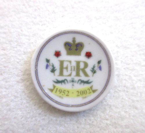 Dronning elizabeth 50 års jubilæums platte, 1952 - 2002 porcelæn