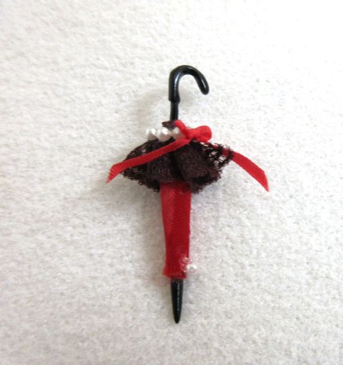 Paraply, metal + rød silke