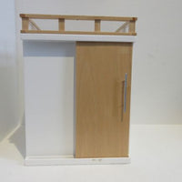 Independent bathroom building with sliding door