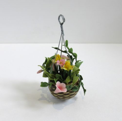 Blomst fimo i hængende keramik-skål