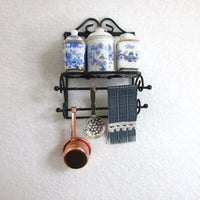 Kitchen metal wall shelf w / deco blue onion