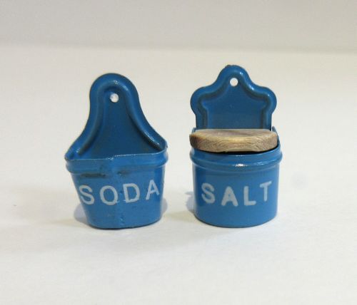 Soda + salt sæt, blå metal, håndlavet