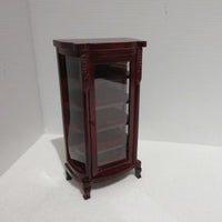 Edgardian mahogny china cabinet med buet ,, glas " og udskæringer