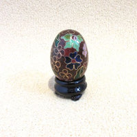 Ægte kinesiske cloisonné æg i skål brun m/ blomster