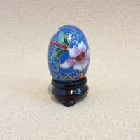 Ægte kinesiske cloisonné æg i skål blå m/ blomster