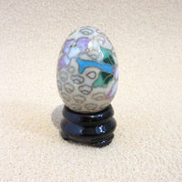 Ægte kinesiske cloisonné æg i skål sandfarvet m/ blomster