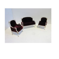 Bespaq red velvet sofa set: ivory + gold
