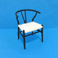 Wishbone chair sort m/ beige sæde