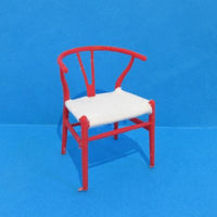 Wishbone chair rød m/ beige sæde