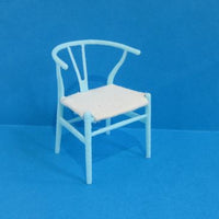 Wishbone chair, lys blå m/ beige sæde