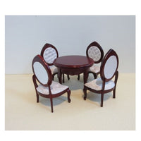 Mahogny sæt: Rundt bord m/ 4 medalion stole