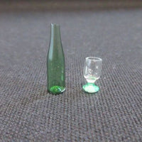 Flaske +glas, sæt -ægte glas