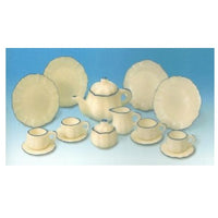 The service relief, white w/ blue edge 4 pers. 15 parts, elegant and small