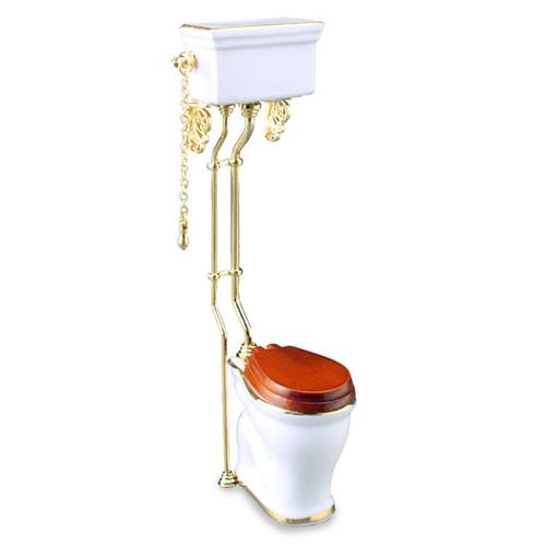 Højtskyl toilet, hvid m/guld