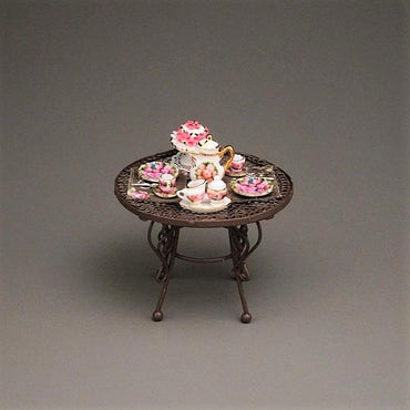 Havebord med kaffe og lagkage, Rose porcelæn