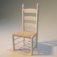 Chair, white lacquered, with wicker seat
