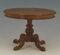 Spisebord, rundt, valnød m/ udskæringer