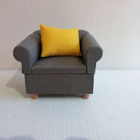 Sofa + 2 chairs gray + 4 cushions