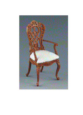 Carved chair m/ armlæn, valnød