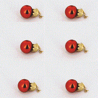 Christmas bauble red glass w/ silver top 6 pcs.