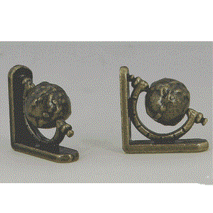 Bogstøtter, sæt, antik bronze, globus