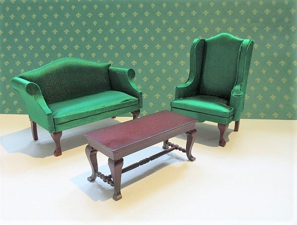 Sofagruppe, 2 dele, Grøn silke ( Uden sofabord)