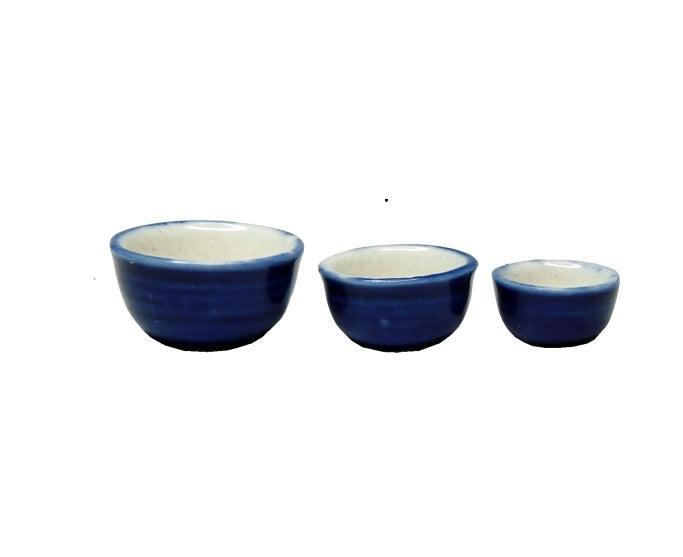 Ildfast keramik skåle blå 3 stk.