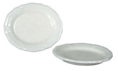 Porcelænsfad oval hvid m/ riflet kant 2 stk.
