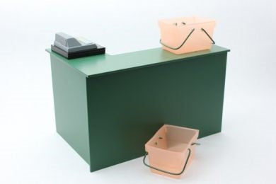 Disk, grøn kunststof m/ 2 kurve + moderne kasse - registrering